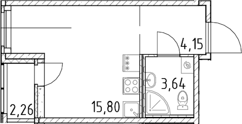 Квартира студия 23.59 м², 13/18 эт., ЖК «Город Первых»
